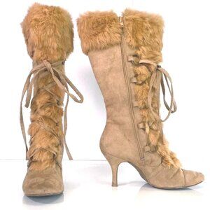 Vintage Y2K Real Fur Heel Boots 8